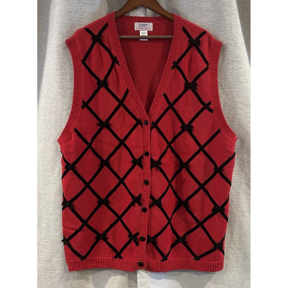 Vintage Christmas Vest With‎ Bows CST Studio Size 3X